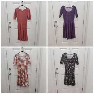 Set of 4 LuLaRoe Nicole Dresses size Small